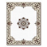 Beige and Neutral Ornate Floral Border Persian Area Rug