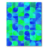 Vibrant Blue Teal Geometric Circle Area Rug