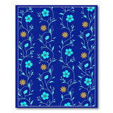Navy Teal Yellow Floral Vine Area Rug