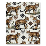 Majestic Lynx Snowflakes Pattern Rug