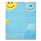 Cheerful Smiley Sun Moon Blue Kids Rug