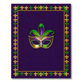 Purple Mardi Gras Mask Area Rug with Gold Border