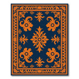 Vintage Orange Floral Navy Area Rug