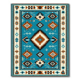 Teal Southwestern Geometric Blue and Teal Area Rug