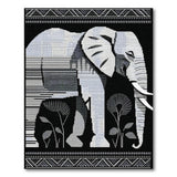 Black and White Black White Tribal Elephant Area Rug