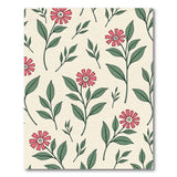 Pink Floral Vintage Area Rug with Green Leaves
