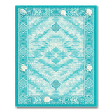 Teal Seashell Geometric Coastal Area Rug