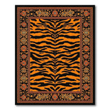 Orange Tiger Stripe Area Rug with Ornate Floral Border