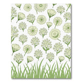 Pale Green Wildflower Line Art Area Rug