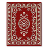 Red Traditional Persian Area Rug with Intricate Floral Medallion