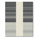 Modern Grey Striped Area Rug with Cream Center
