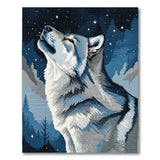 Howling Wolf Starry Night Sky Area Rug