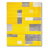 Vibrant Yellow Gray Geometric Abstract Area Rug