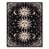 Purple Celestial Sun Moon Floral Area Rug