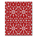 Elegant Red Snowflake Floral Area Rug
