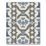 Blue Teal Geometric Cross-Stitch Area Rug
