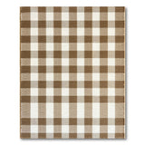 Rustic Brown Tan Checkered Woven Area Rug