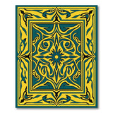 Teal and Gold Persian Medallion Area Rug