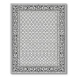 Grey Geometric Trellis Rug with Ornate Border
