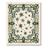 Ornate Green Cannabis Leaf Framed Rug