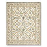 Cream Persian Area Rug with Gold Grey Motifs