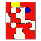 Bold Red Puzzle Geometric Area Rug