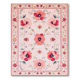 Pink Poppy Floral Vintage Area Rug