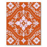 Burnt Orange Floral Damask Area Rug