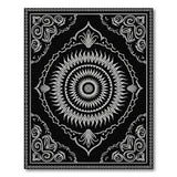 Traditional Persian Black and White Ornate Black White Persian Mandala Rug