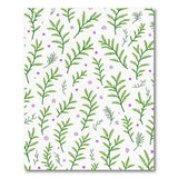 Green Fern Leaf Purple Bloom Pattern Area Rug