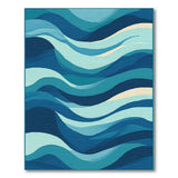 Blue and Teal Teal Blue Cascading Waves Abstract Area Rug