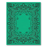Ornate Teal Floral Frame Area Rug