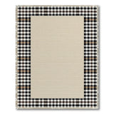 Beige Area Rug with Black Plaid Border Tassels
