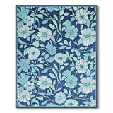 Navy Blue Teal Floral Area Rug
