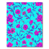 Vibrant Pink Camellia Teal Floral Area Rug