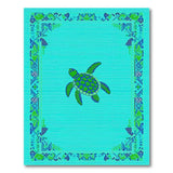 Coastal Beach Blue and Teal Teal Sea Turtle Coastal Area Rug