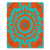 Vibrant Teal Orange Mandala Area Rug