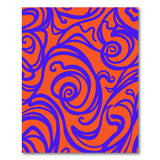 Vibrant Blue Swirl Abstract Area Rug on Fiery Orange