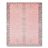 Pink Abstract Area Rug with Leopard Print Borders