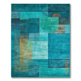 Teal Blue Geometric Abstract Geometric Modern Area Rug