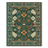 Teal Persian Area Rug with Vibrant Geometric Motifs