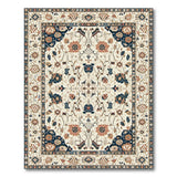 Cream Navy Persian Floral Medallion Rug