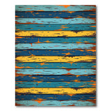 Distressed Teal Blue Striped Vintage Area Rug