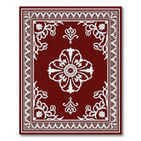 Red Traditional Persian Area Rug with White Floral Motifs