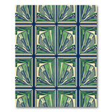 Vibrant Green Art Deco Fan Geometric Rug