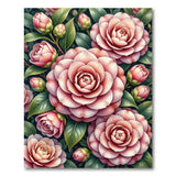 Blush Camellia Blooms Area Rug