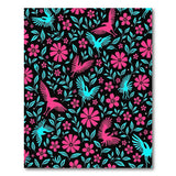 Vibrant Pink Teal Birds Floral Area Rug