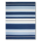 Blue and Teal Navy Blue Striped Coastal Woven Rug