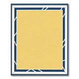 Yellow Area Rug with Navy Geometric Border