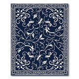 Blue and Teal Navy Blue Intricate Floral Vine Area Rug